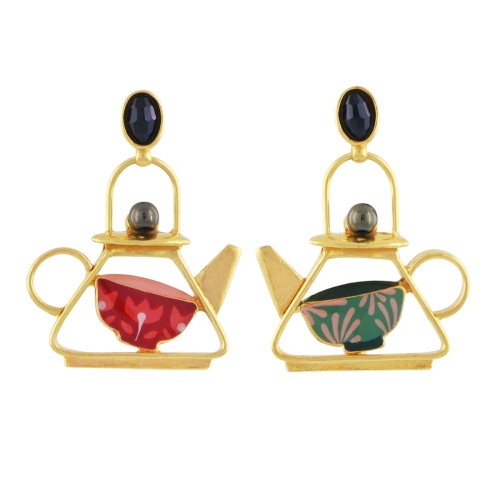 Серьги TARATATA, Cannelle, с цветной смолой и стеклянными бусинами, TT-E24-01908-20M золотистый