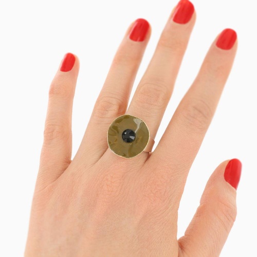 Кольцо TARATATA, Mambo, разъемное, с цветной смолой и стразами, TT-E25-11424-107 зеленый фото 3