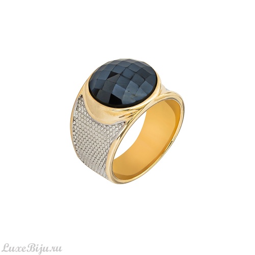 Кольцо Possebon pearl black agate 16.5 мм