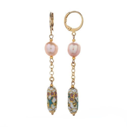 Серьги Lanzerotti, Pesca, с жемчугом и бусиной расписанной вручную, LZ-24.05-267 розовый