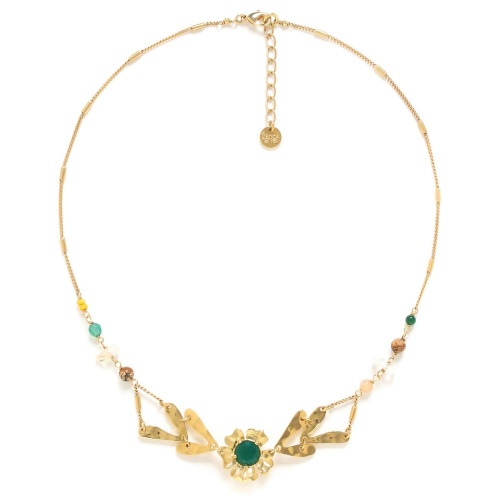 Колье Franck Herval, Mathilde, с жадом, яшмой, цитрином, костью, агатом, FH24.1-15-63972 золотистый фото 2