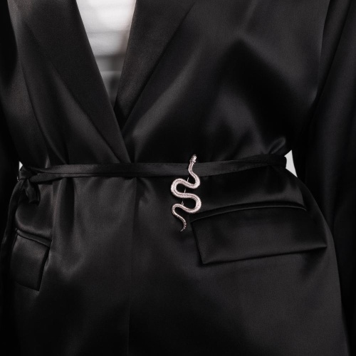 Брошь Moon Paris, змея с кристаллами, Mo-Y24.11-079 серебристый фото 6