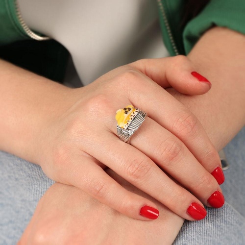 Кольцо TARATATA, Chapardeuse, разъемное, с цветной смолой и бусинами, TT-H24-07413-10Y желтый фото 3