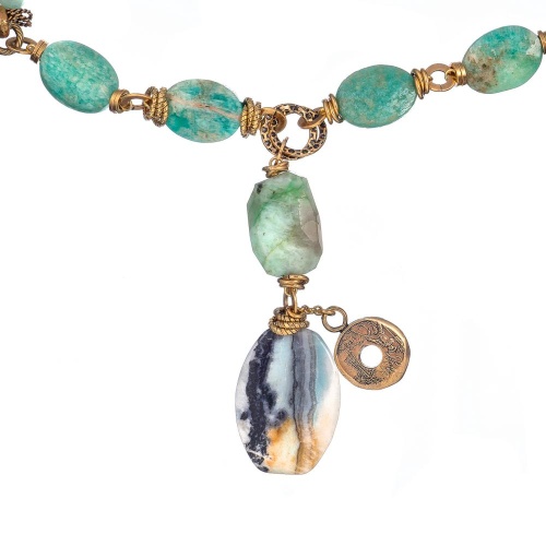 Колье Alcozer&J, с амазонитом, AL-C58BS22-R зеленый фото 2