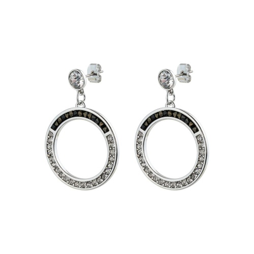 Серьги Fiore Luna Jet Nut+CRY, A2110NM-E02.4.1 BW/S