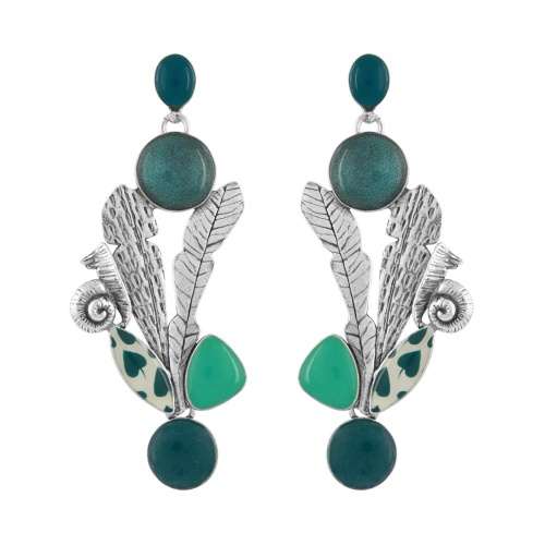 Серьги TARATATA, Green, с цветной смолой и порошком слюды, TT-E24-09980-104 бирюзовый