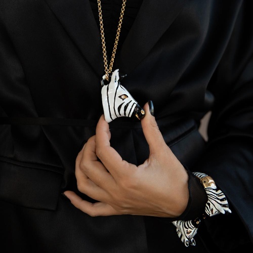 Колье Polina Firenze, зебра с кристаллами и эмалью, PF25.2-PE4283 белый фото 4