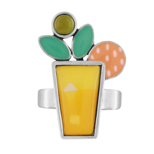 Кольцо TARATATA, Cocktail, разъемное, с цветной смолой и бусинами, TT-E24-05410-10M серебристый