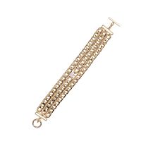 Браслет Moon Paris, Ringo, тройной,с плоскими звеньями и кристаллом, MR-22.03-086 золотистый
