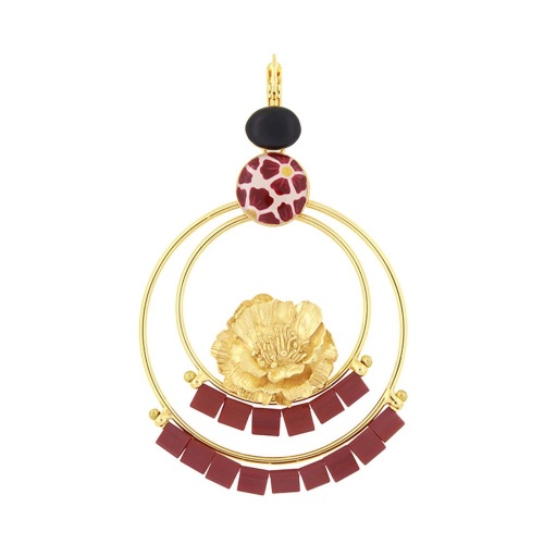 Серьги TARATATA, Magnolia, смола, золотая краска, стеклянные бусины, TT-H25-08773-208 коричневый