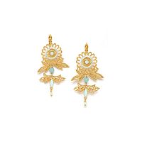 Серьги Franck Herval, Cassiopee, амазонит,бусина,Swarovski,эмаль,текстиль, FH23.2-12-68444 золотистый