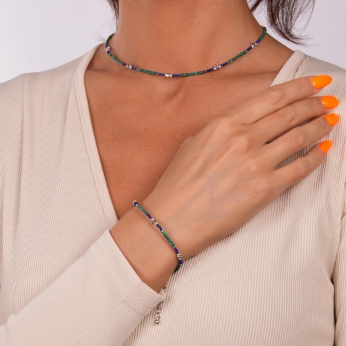 Браслет Lanzerotti, Crespino, с малахитом и лазуритом, LZ-23.05-187 зеленый фото 2