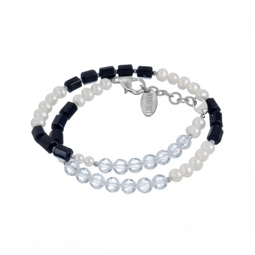 Браслет Lanzerotti, Pianoforte, в несколько оборотов, жемчуг, турмалин, LZ-25.12-389 черный