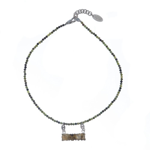 Колье Lanzerotti, Verde, зеленый гранат, подвеска из лабрадорита, LZ-24.12-545 зеленый
