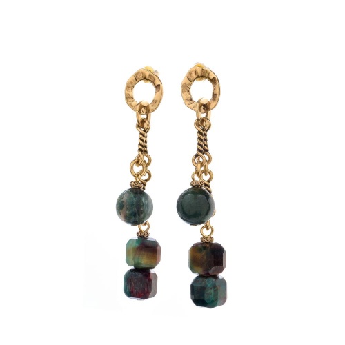 Серьги Alcozer&J, с агатом и тигровым глазом, AL-O28AE26-R зеленый