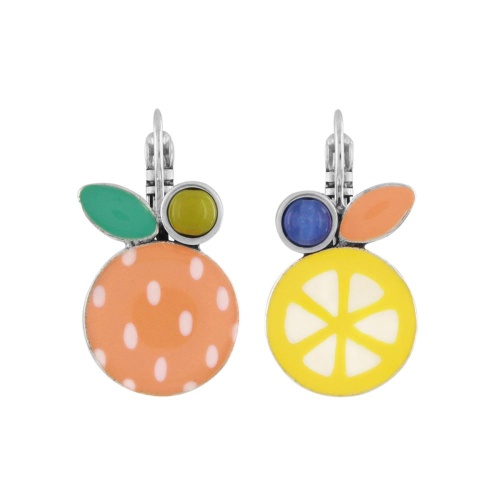 Серьги TARATATA, Cocktail, асимметричные,с цветной смолой,бусинами, TT-E24-05741-10M серебристый