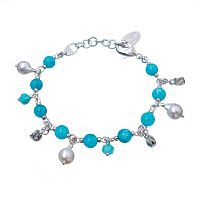 Браслет Lanzerotti, Atlantide, с амазонитом, жемчугом и агатом, LZ-23.03-074 голубой