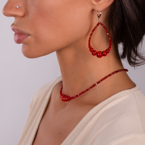 Серьги Lanzerotti, Crespino, с кристаллами и стеклянными бусинами, LZ-23.05-183 красный фото 3