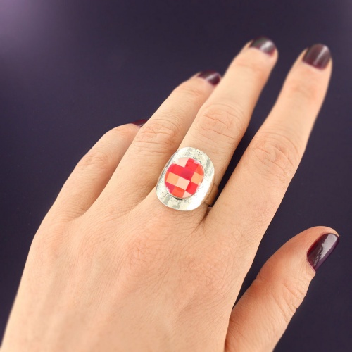 Кольцо TARATATA, Gomme, разъемное, с цветной смолой и узорами, TT-W25-03404-103 красный фото 3