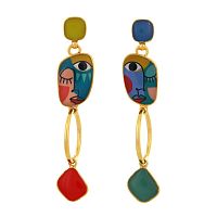 Серьги TARATATA, Abstract, асимметричные, с цветной смолой, TT-W24-05961-20M золотистый