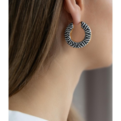 Серьги Francesca Bianchi, кольца, с эмалью, FB25.2-52S золотистый фото 2