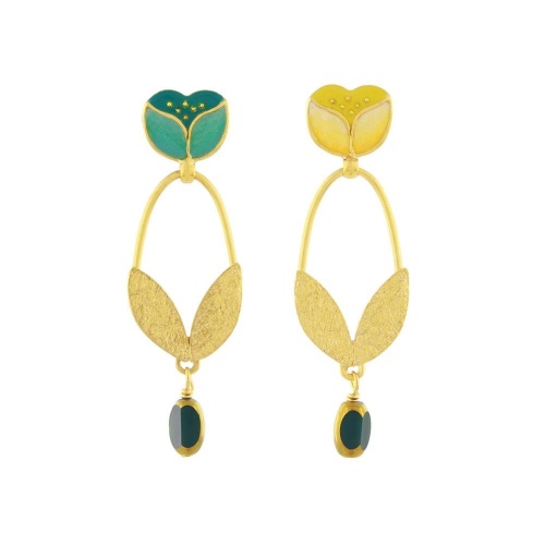 Серьги TARATATA, Crocus, асимметричные,смола,микрошарики,бусины, TT-H24-02954-20M золотистый