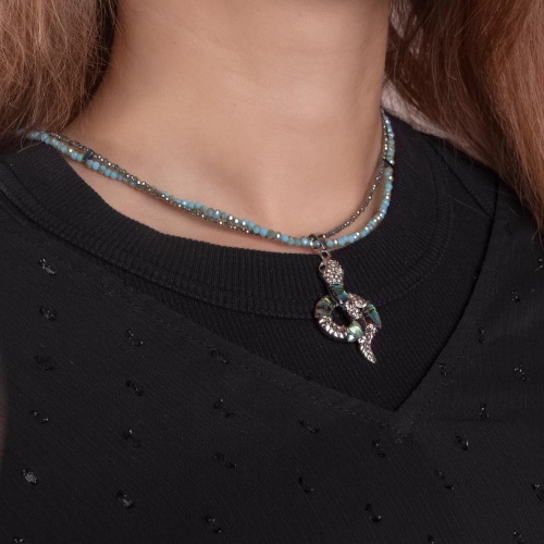 Колье Lanzerotti, Verde, двойное, с кристаллами и гелиотисом, LZ-24.12-550 бирюзовый фото 3