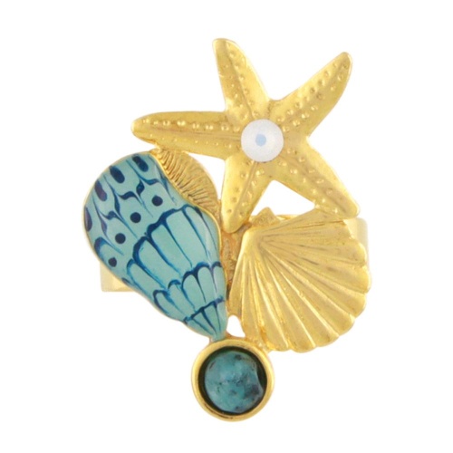 Кольцо TARATATA, Archipel, разъемное, со смолой, стразами и кварцем, TT-E24-03407-204 синий