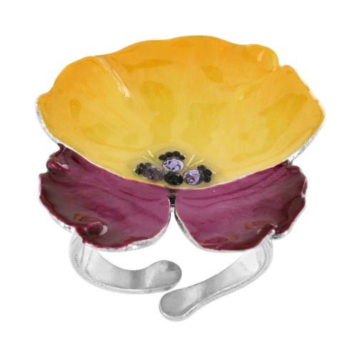 Кольцо TARATATA, Bloom, разъемное, смола, стразы, микрошарики, TT-W23-11432-10Y желтый фото 6