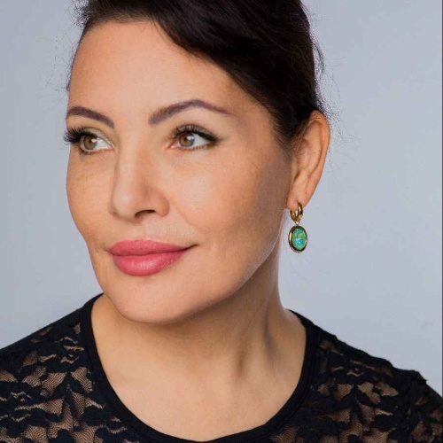 Серьги Qudo Creole TIVOLA small (G/P) Silky sage delite, 310693 BL/G фото 2