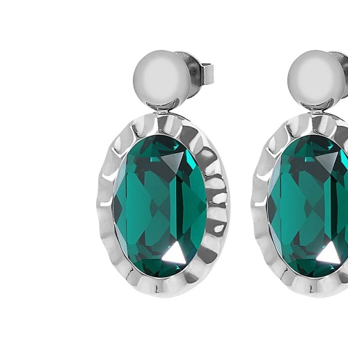 Серьги Qudo TIVOLA UNICA big (S/P) Emerald 2,65cm, 332048 фото 8
