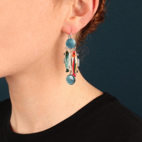 Серьги TARATATA, Blue, цветная смола, роспись, слюдяной порошок, TT-E26-12782-10M серебристый фото 2