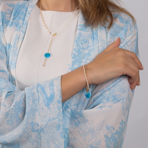 Браслет Lanzerotti, Marino, с жемчугом, кошачьим глазом, кристаллом, LZ-25.06-137 голубой фото 2