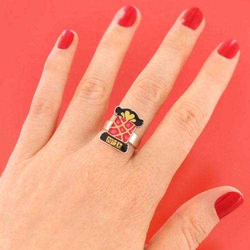 Кольцо TARATATA, Ruban, разъемное, цветная смола, золотая краска, TT-W25-10421-103 красный фото 3