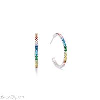 Серьги Coeur de Lion Hoop Multicolour Silver 30мм, 0147/23-1517