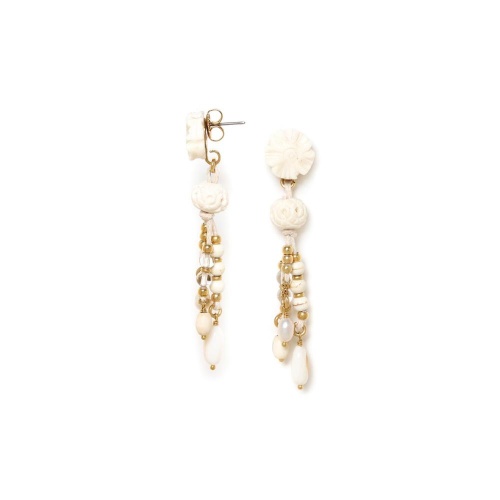 Серьги Nature Bijoux, Pondichery, кость,агат,горный хрусталь,говлит,жемчуг, NB24.1-12-79261 белый фото 2