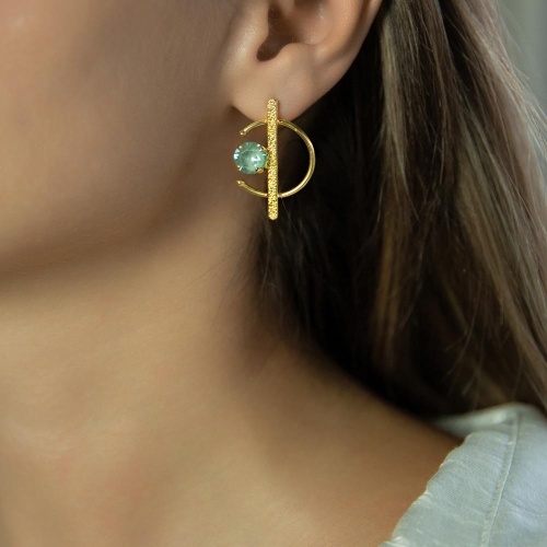 Серьги Catherine Bijoux, Half moon, с кристаллом, CB25.1-5356FG мятный фото 2