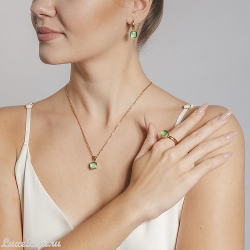 Кольцо Qudo Firenze peridot 19 мм 610858 G/RG фото 2