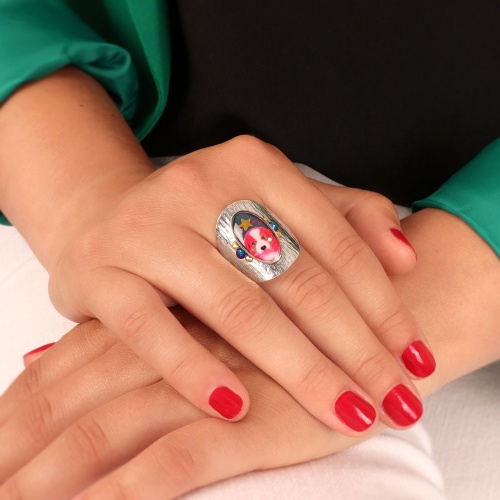 Кольцо TARATATA, Tootoo, разъемное,со смолой,стразами и блестками, TT-W23-10425-104 синий фото 4