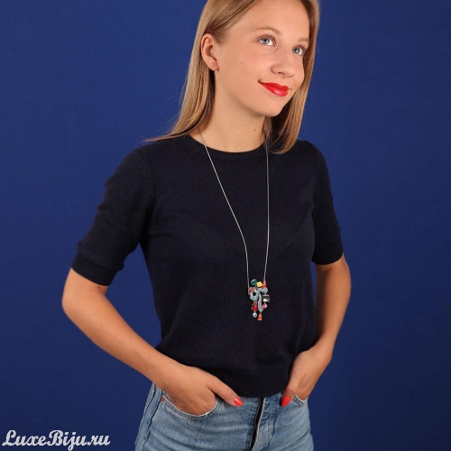 Колье TARATATA, Mille Bornes, со стеклянными бусинами,пайетками,смолой, TT-H22-06114-10M серебристый фото 3