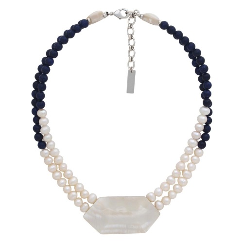 Колье Nature Bijoux, Pacifique, с перламутром,  жемчугом и лазуритом, NB26.1-15-43811 синий
