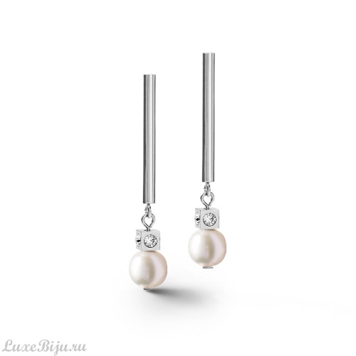 Серьги Coeur de Lion Asymmetry White-Silver 1102/21-1417 фото 2