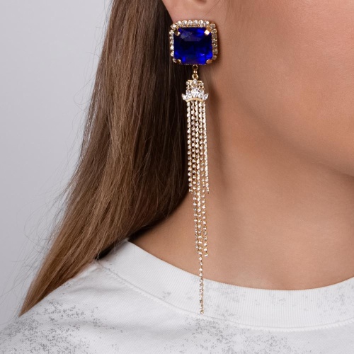 Серьги Moon Paris, Ringo Queen, асимметричные, с цветными кристаллами, MRQ-24.05-009 синий фото 2