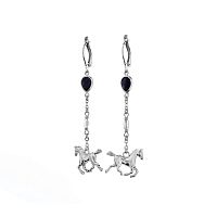 Серьги Lanzerotti, Pianoforte, с кристаллами и подвеской-лошалью, LZ-25.12-401 черный