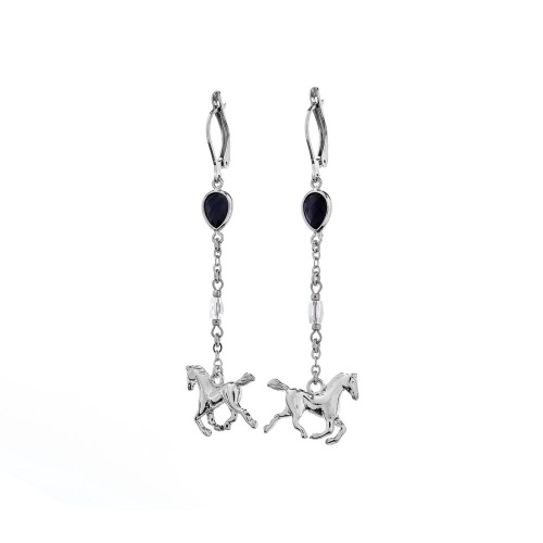 Серьги Lanzerotti, Pianoforte, с кристаллами и подвеской-лошалью, LZ-25.12-401 черный