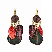 Серьги TARATATA, Pirogue, с цветной смолой, росписью и родонитом, TT-H26-08775-30M зеленый