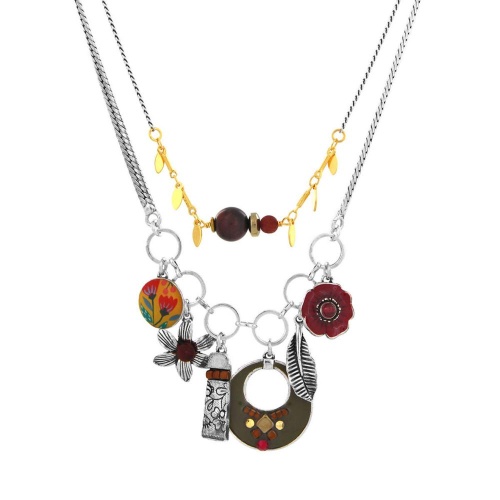 Колье TARATATA, Sirocco, со смолой, бусинами, стразами и агатом, TT-W24-07114-10M серебристый фото 2