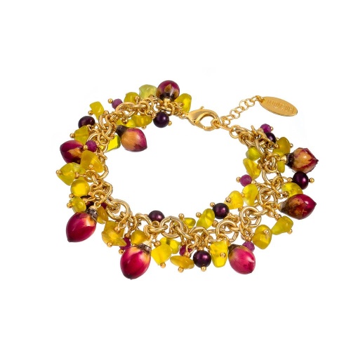 Браслет Lanzerotti, Erbario, с жадом, жемчугом, рубином и розами, LZ-26.02-061 зеленый