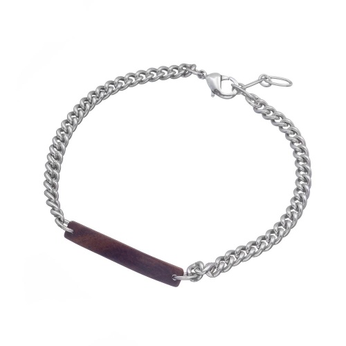 Браслет Nature Bijoux, Gourmette, со вставкой из эбенового дерева, NB24.1-13-43020 серебристый фото 6