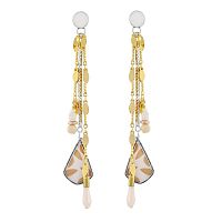 Серьги TARATATA, Lovely, со смолой, бусинами и золотистый краской, TT-E24-04937-101 белый